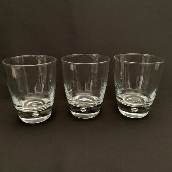 Bormioli Rocco Luna Clear Glass Double Old Fashion Bubble 4 1/4" High Lot of 3 - Picture 6 of 6